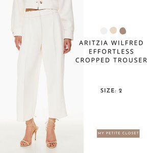 Aritiza Effortless Cropped Pant Size 2 high-waisted wide-leg pants white birch